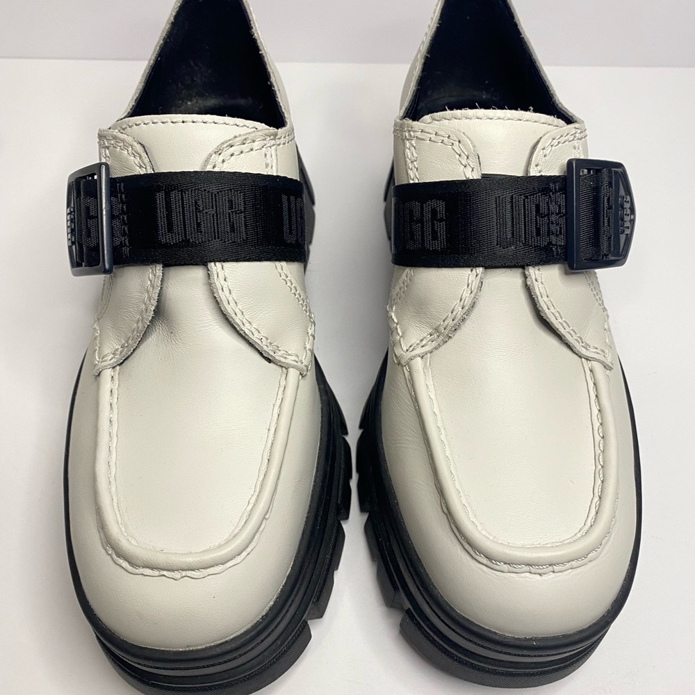 UGG Ashton Platform Strap Loafers white Leather Chunky Lug Sole Women’s 7 NEW - Picture 6 of 10